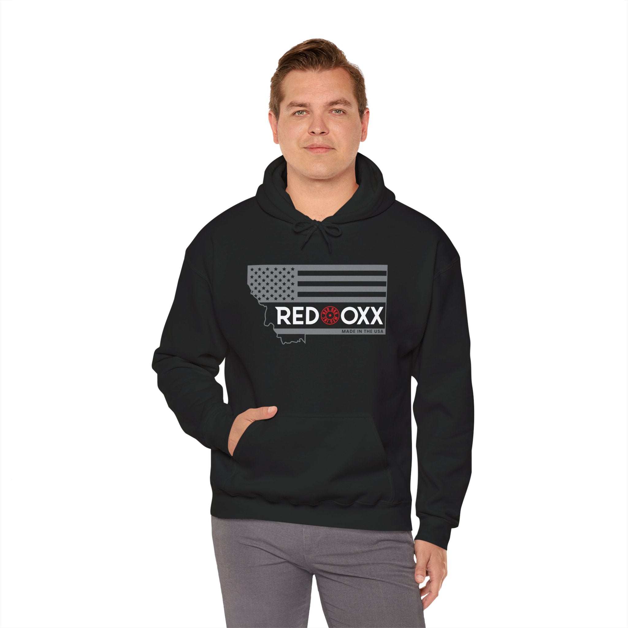 Montana Flag Hoodie "RED OXX" Logo Pullover
