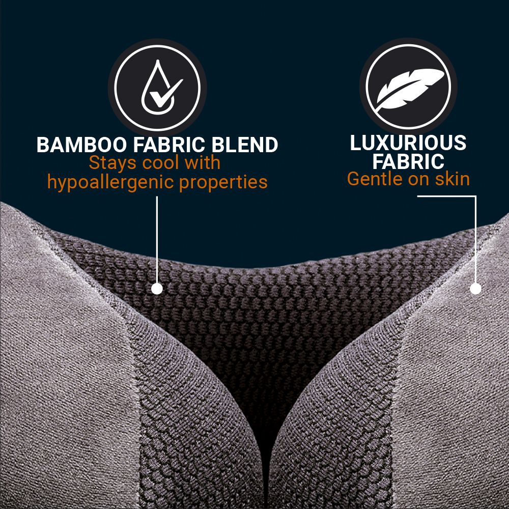 Bamboo fabric blend stays cool with hypoallergenic properties.   Luxurious fabric gentle on skin. 