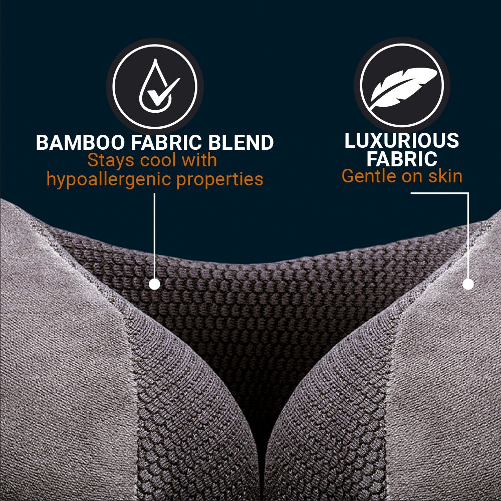 Bamboo fabric blend stays cool with hypoallergenic properties. Luxurious fabric gentle on skin.