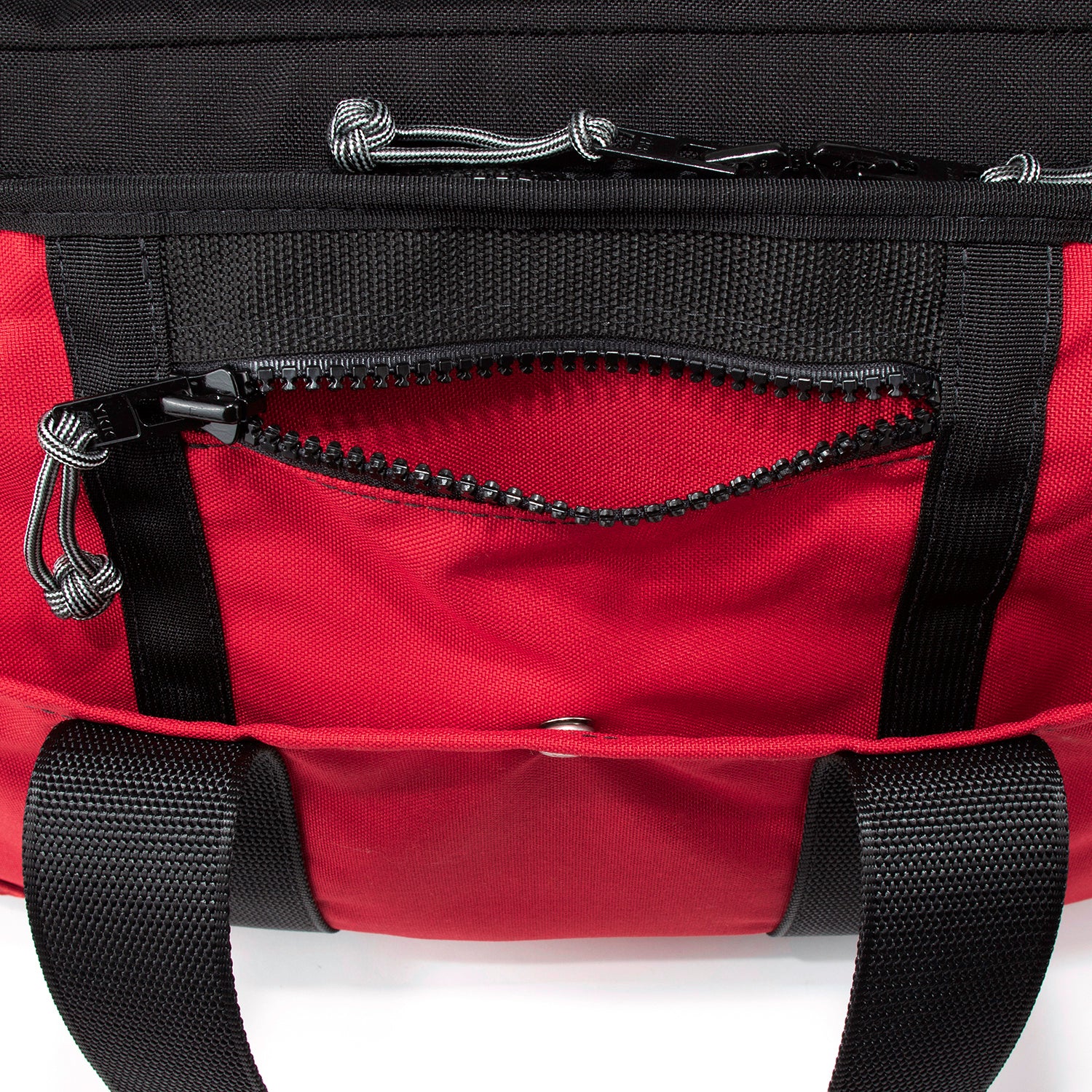 overhead view of passport pocket and snap closure.