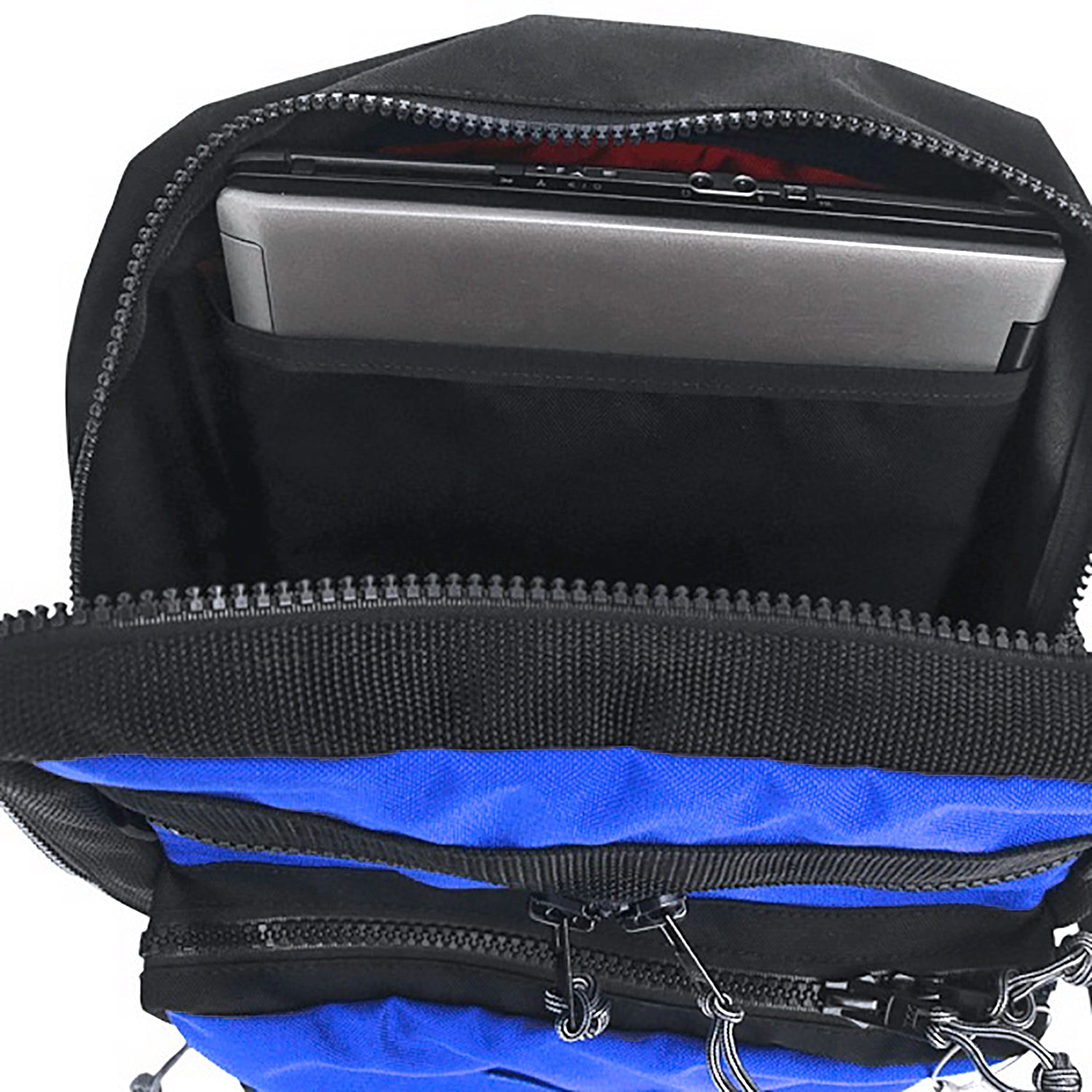 Interior with laptop in sleeve. 