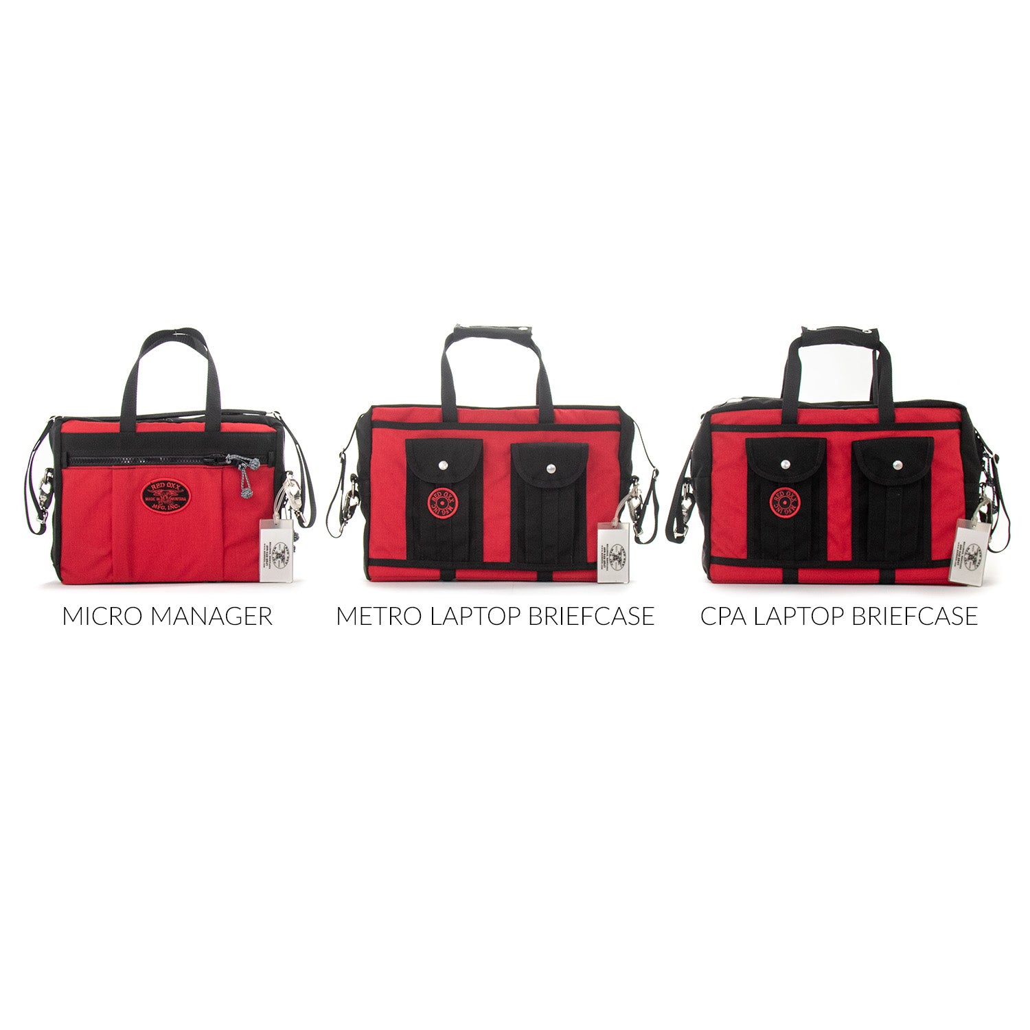 Size comparison from left to right Micro Manager - Metro Laptop - CPA Laptop Briefcase