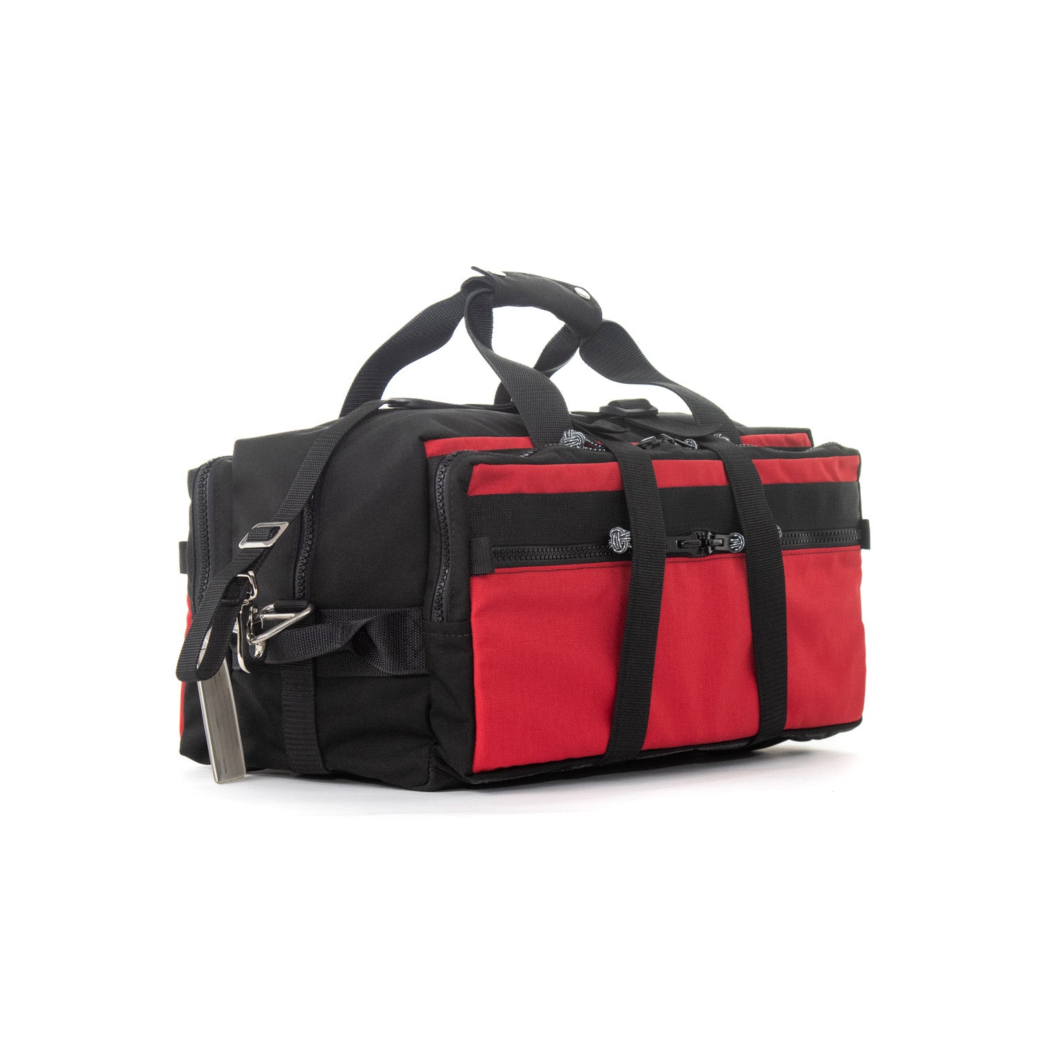 Small Red Convertible Hybrid Duffel Ballistic Nylong. i3/4 backside view Lil Hombre