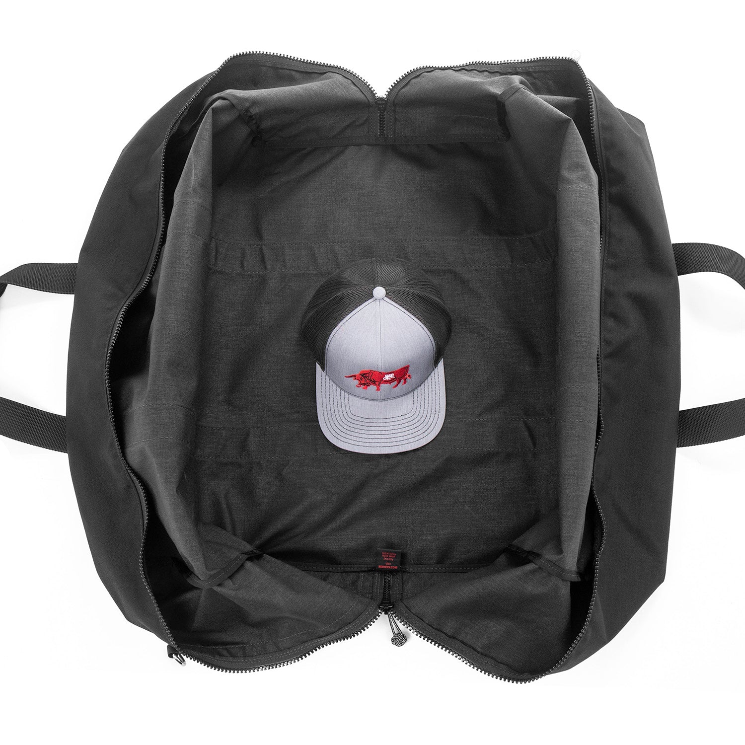 Large Aviator Kit Bag with Hat to show scale, bag is all the way open.