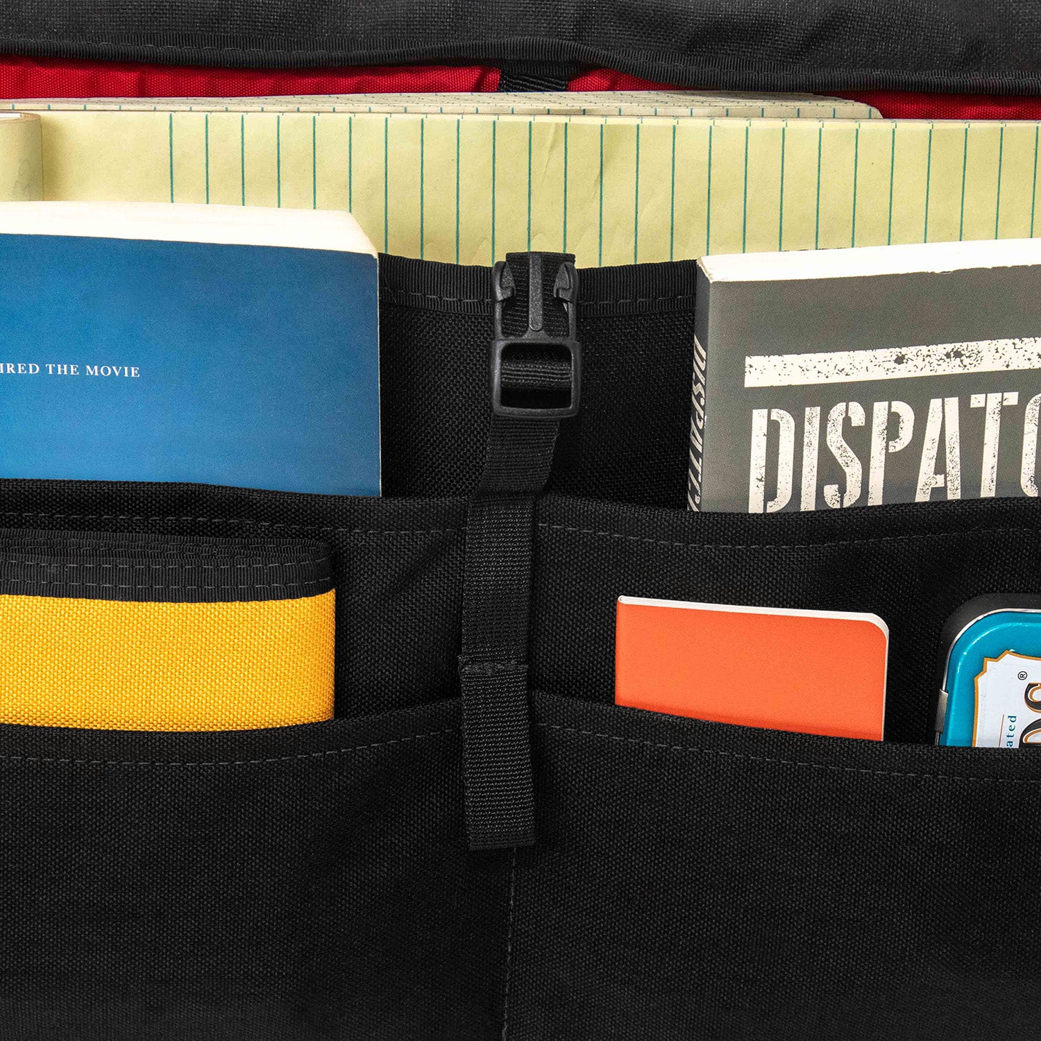 Interior slip pockets with EDC notebooks , rigger wallet and mints. 