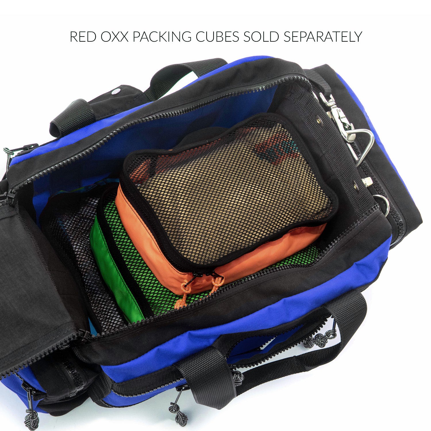 Red Oxx packing cubes sold separately. 