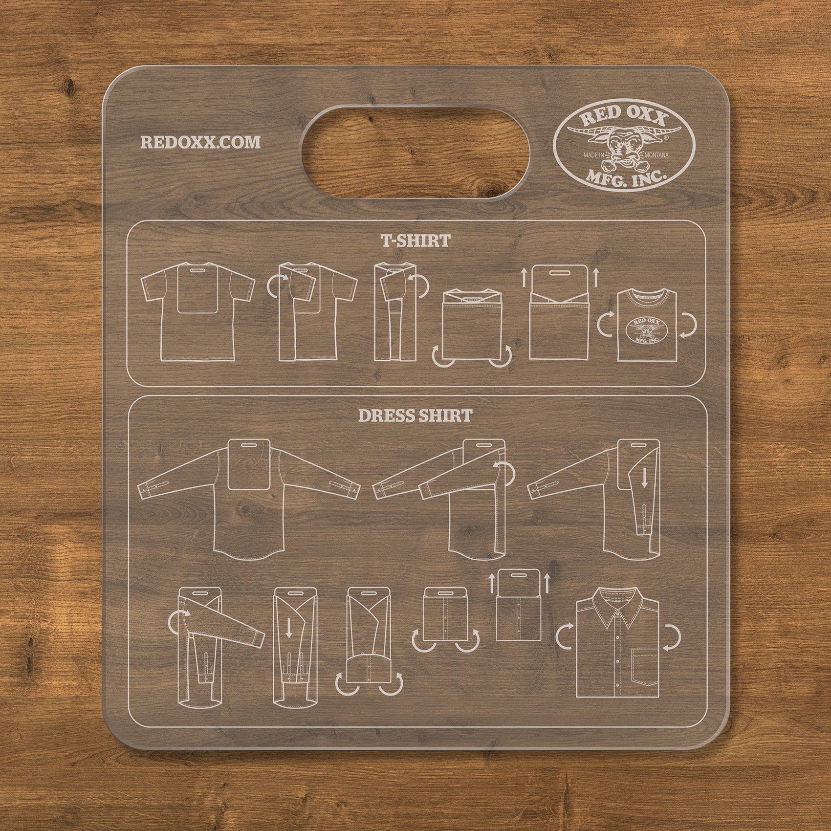 Laser etched packing board by Red Oxx. 