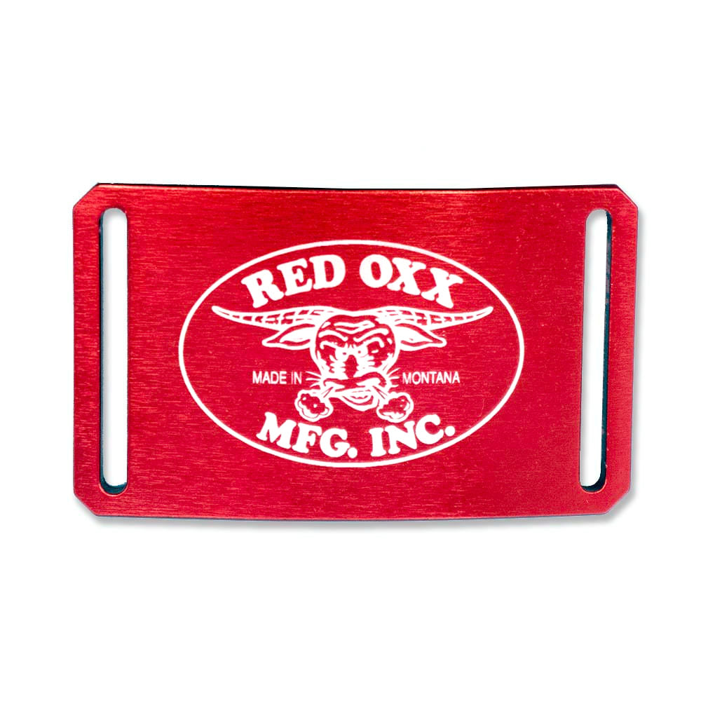 Engraved Red Oxx logo on belt buckle.