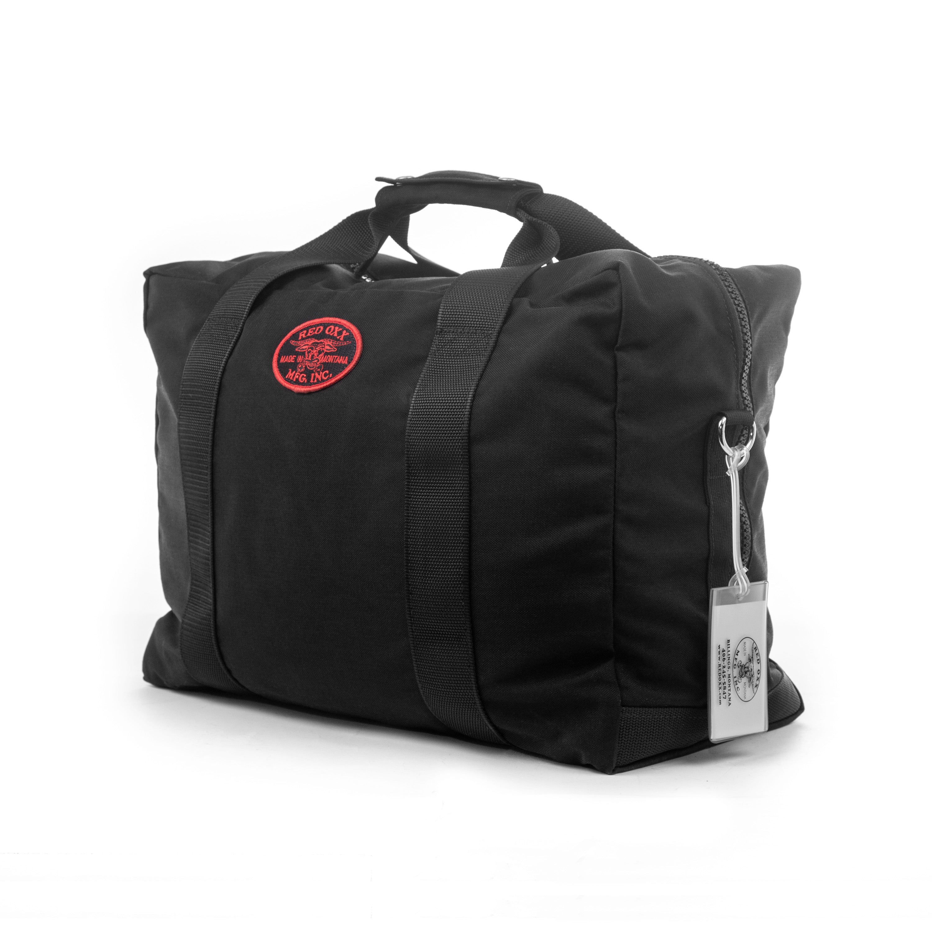view of kit bag with luggage tag.