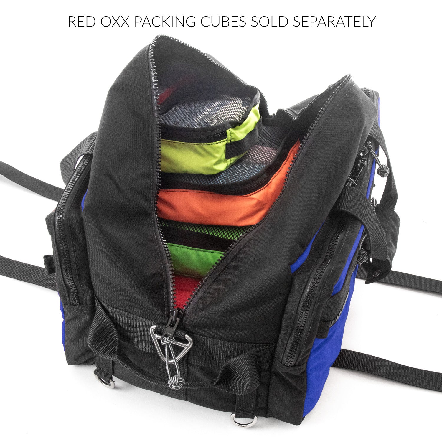 Main compartment with packing cubes sold- Red Oxx packing cubes sold separately.  