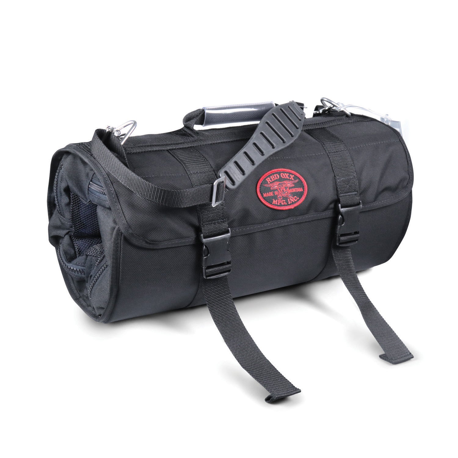 Tool roll in the closed position.  Shoulder strap and handle for maximum utility for carrying. 