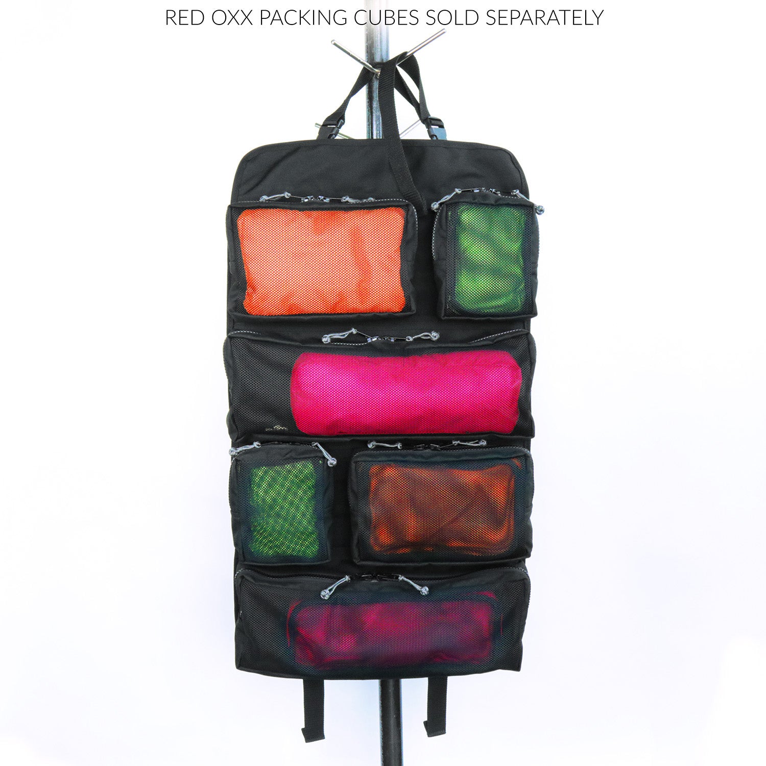 Tool roll up open featuring Red Oxx packing cubes sold separately. 