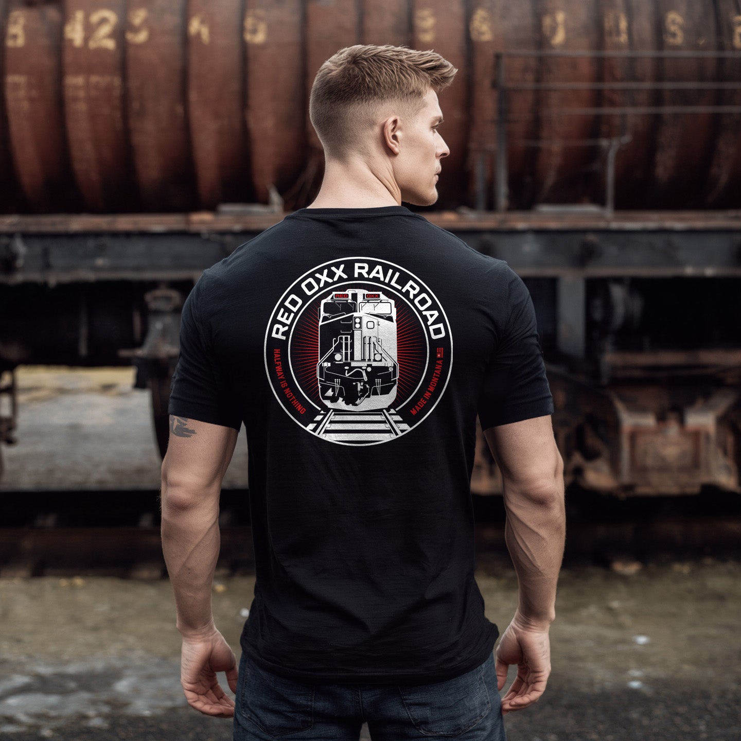 Red Oxx Railroad Locomotive-Shirt