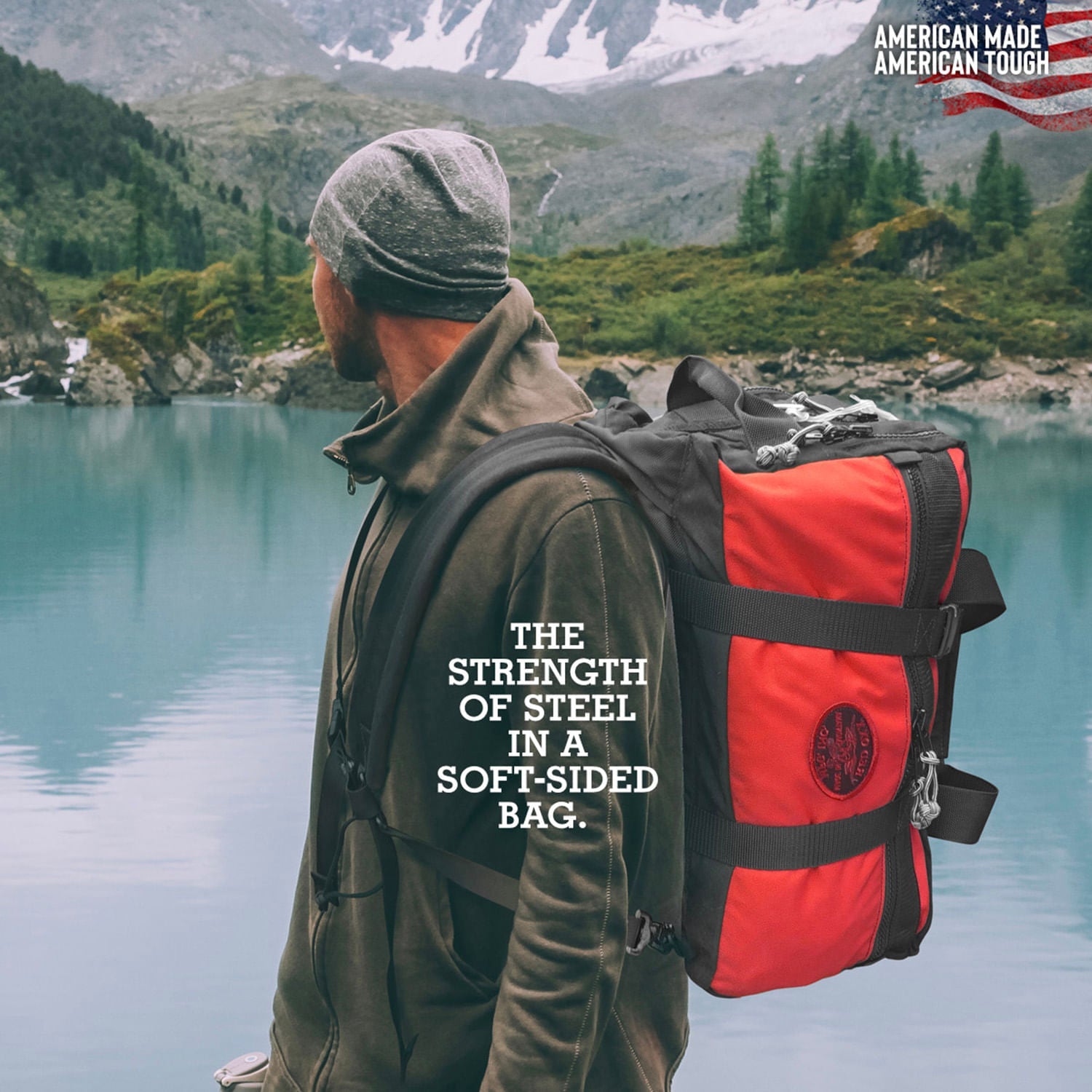 Lil Hombre in the wild camping. The Strength of Steel in a soft sided bag. American Made American Tough.