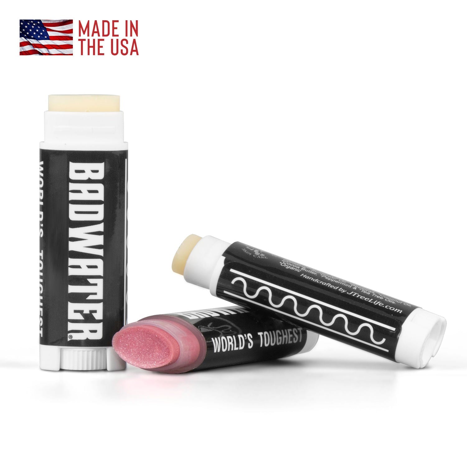 Badwater Lip Balm Stick Organic Ingredients.