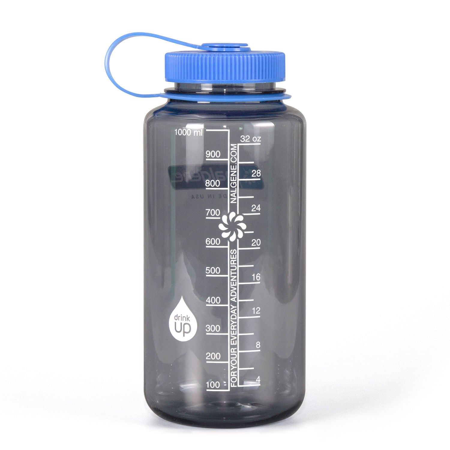 rear view Nalgene 32 ounce with measurements.