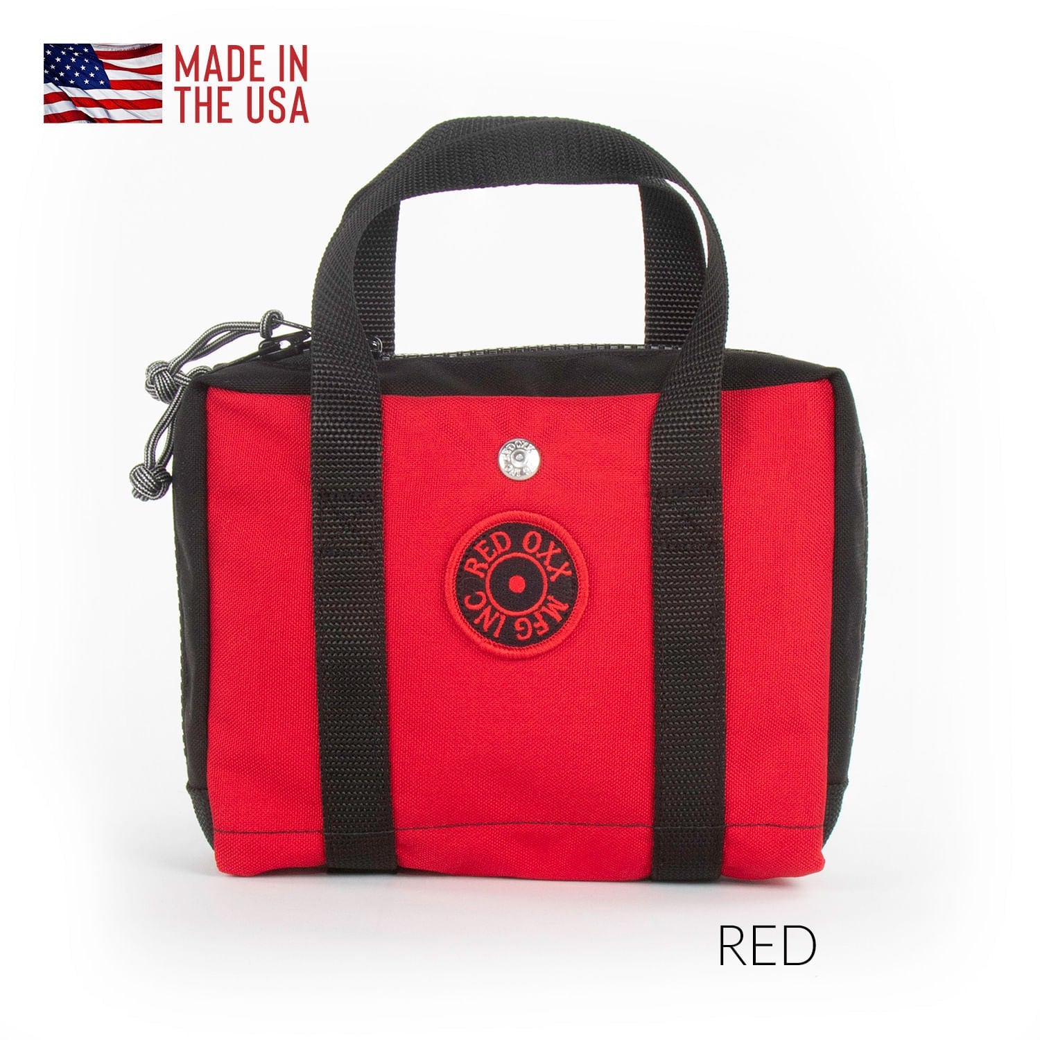 Side profile of the Red Oxx Lil Roy shows the outside of the stainless steel snap that the internal dividers use for closing.