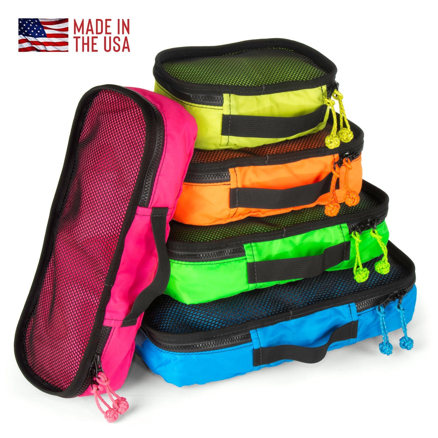 packing cube set in five colors