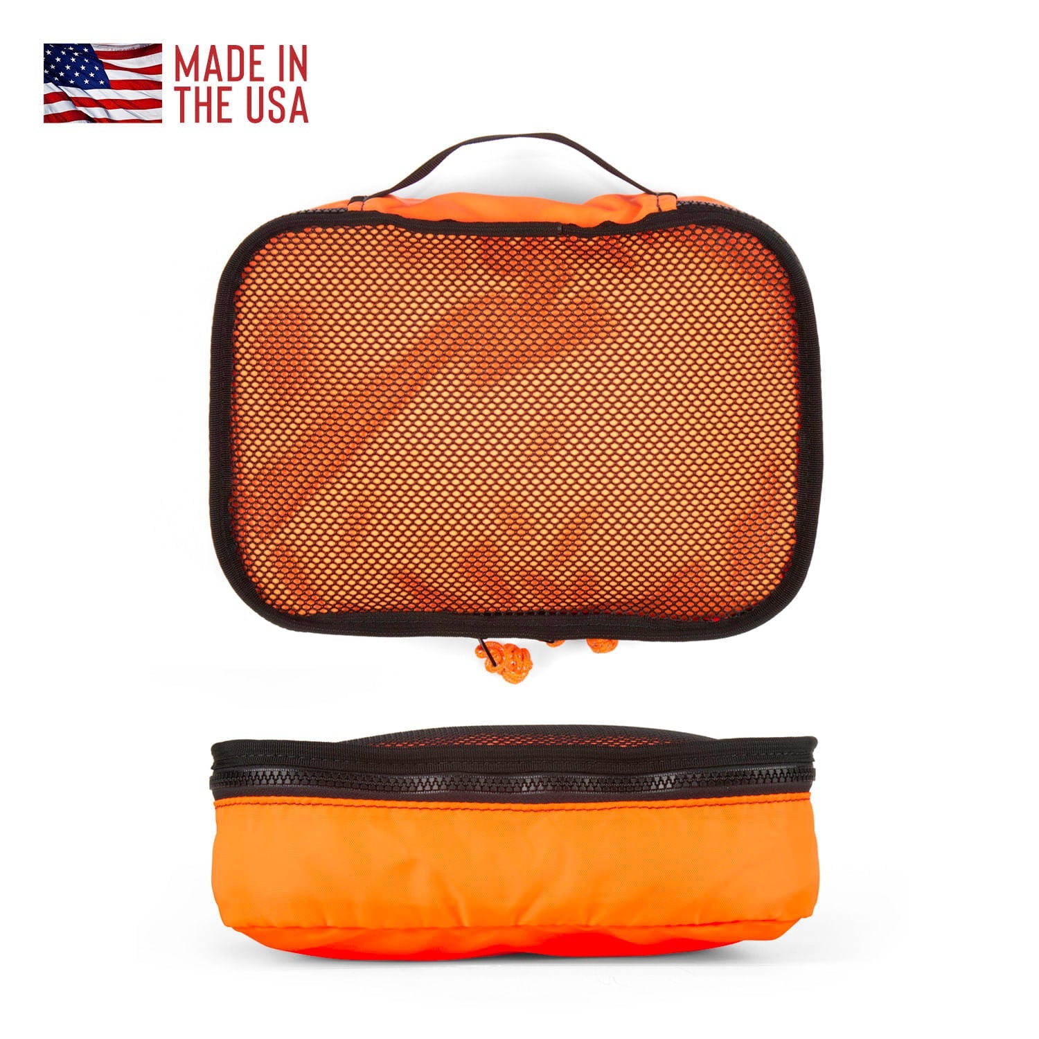 Packing cube with mesh top. Dimensions Ten inches x seven inches x two inches depth. 