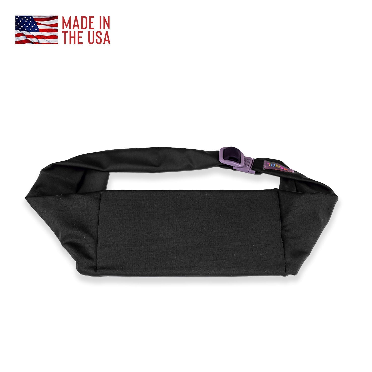 Large pocket belt in black, great for running and securing valuables under your clothes. 