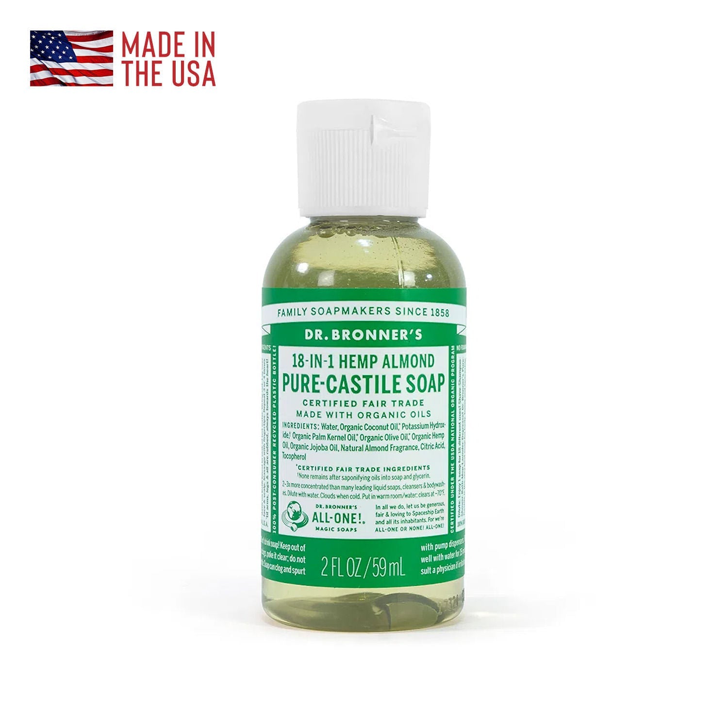 Dr Bronner's Liquid Travel Soaps 2 Ounce Airline Carryon TSA Legal