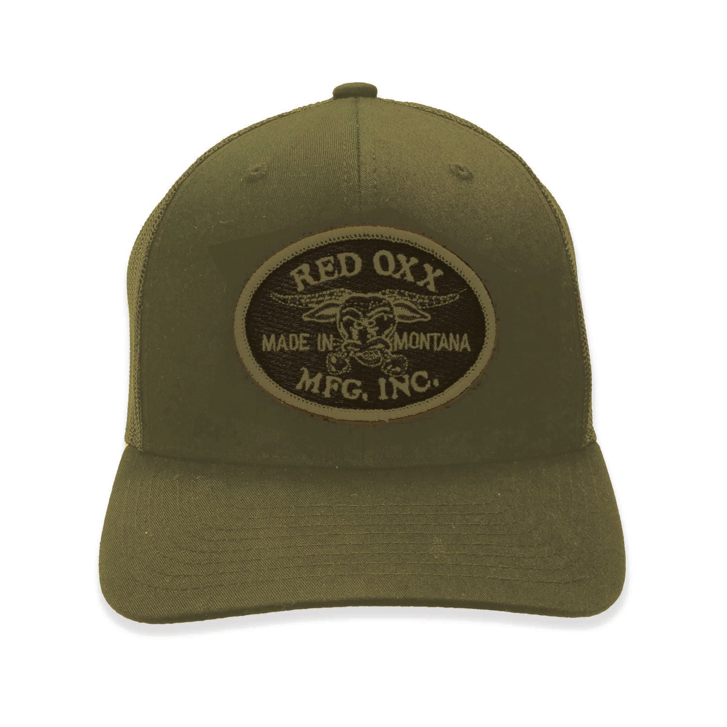 Red Oxx green patch logo hat. 