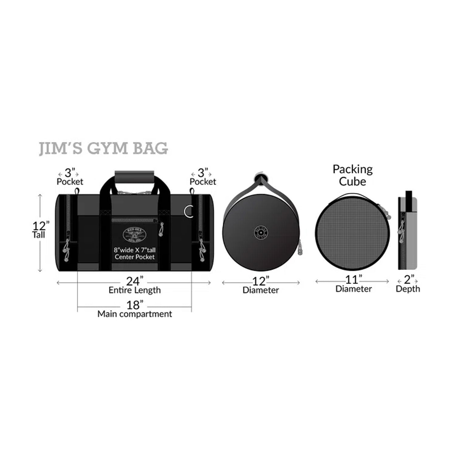 Jims Gym Bag measurements 