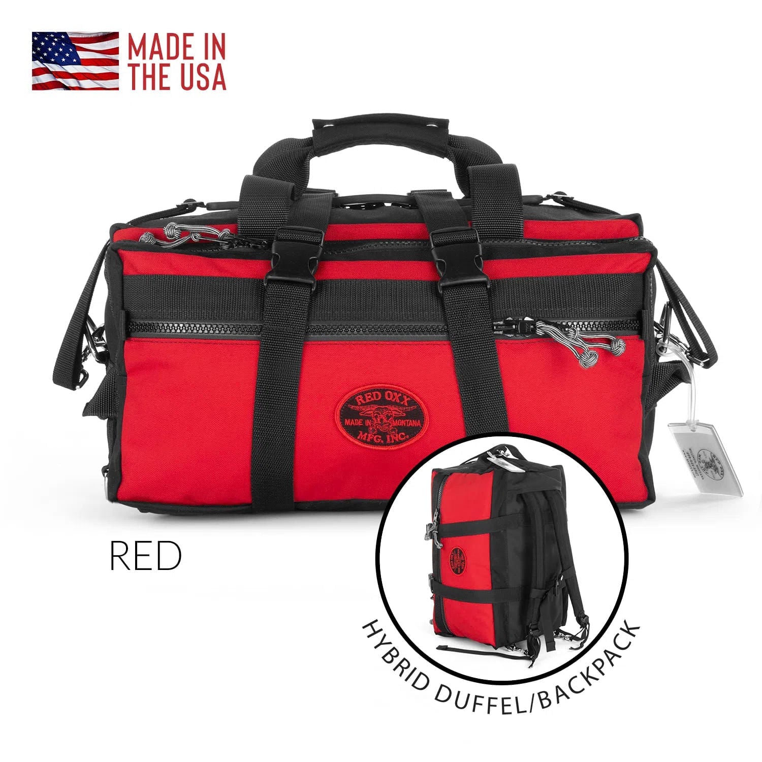Red Oxx Lil Hombre convertible duffel hybrid backpack 