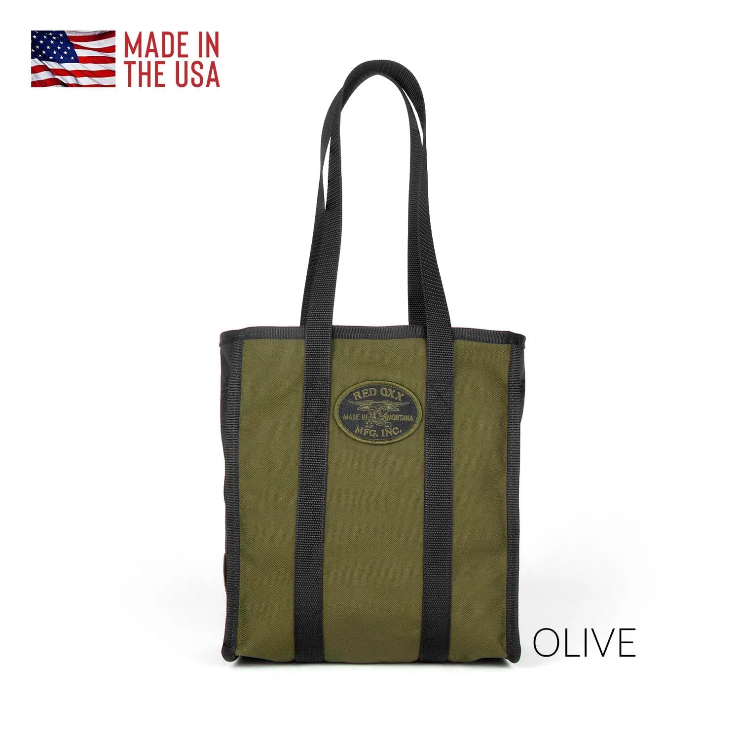 Dark Olive Small Nylon Tote Bag. Made in USA