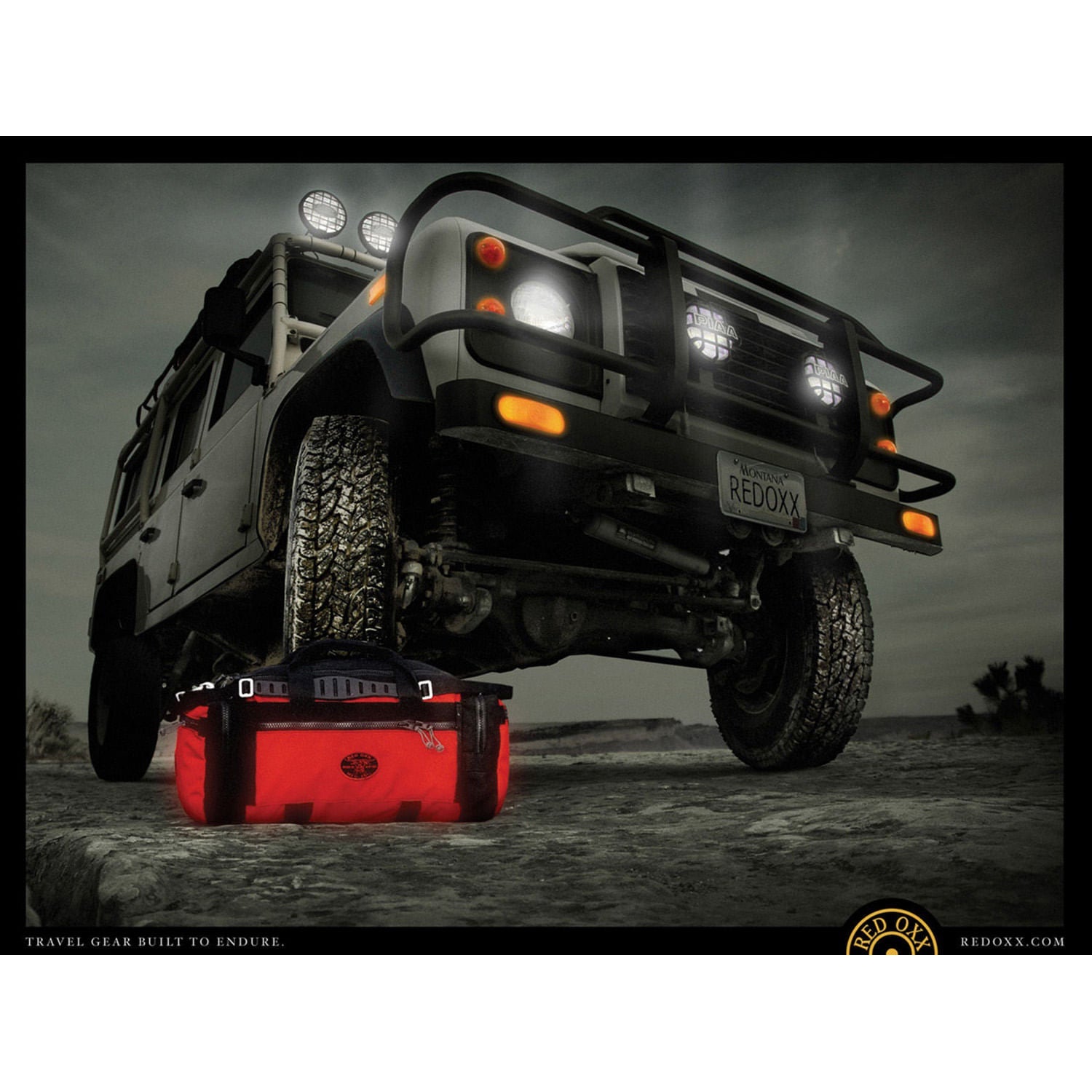Land Rover Defender 110 With Red Oxx travel gear built to endure. 