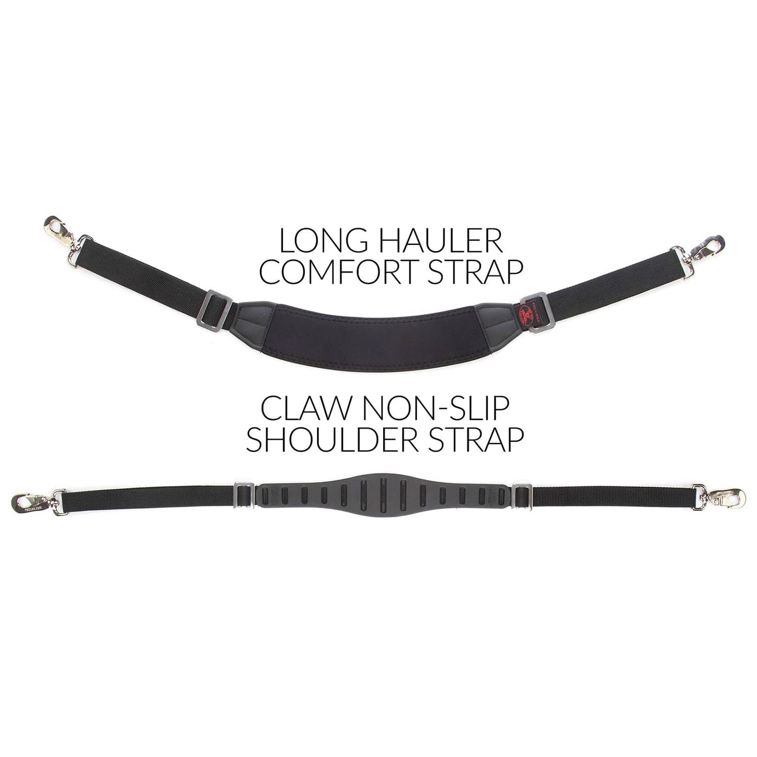 Long Hauler comfort strap compared to the Claw non slip shoulder strap.