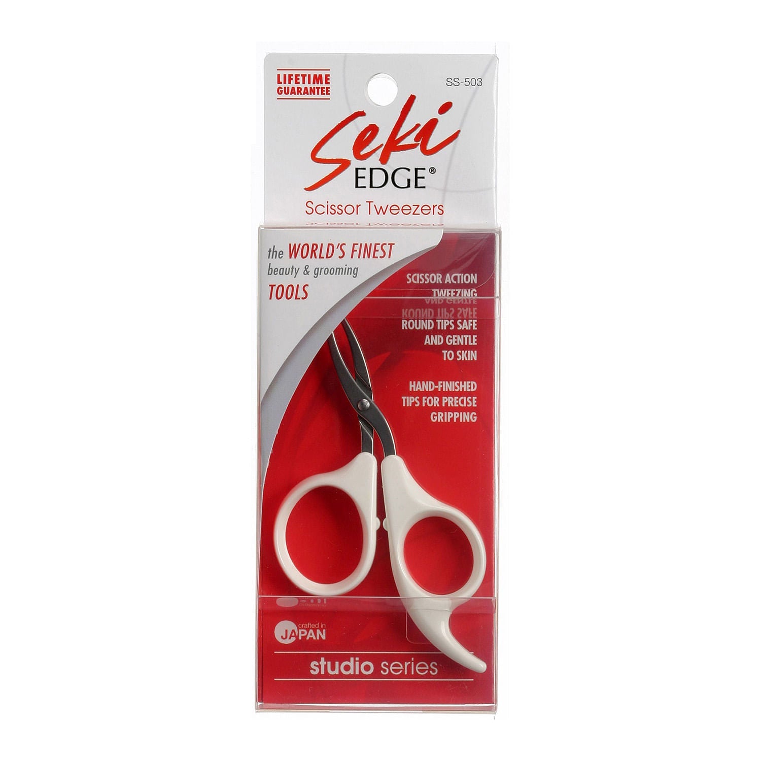 Scissor action tweezing, round tips safe and gentle to skin,hand finished precise tips for gripping. 