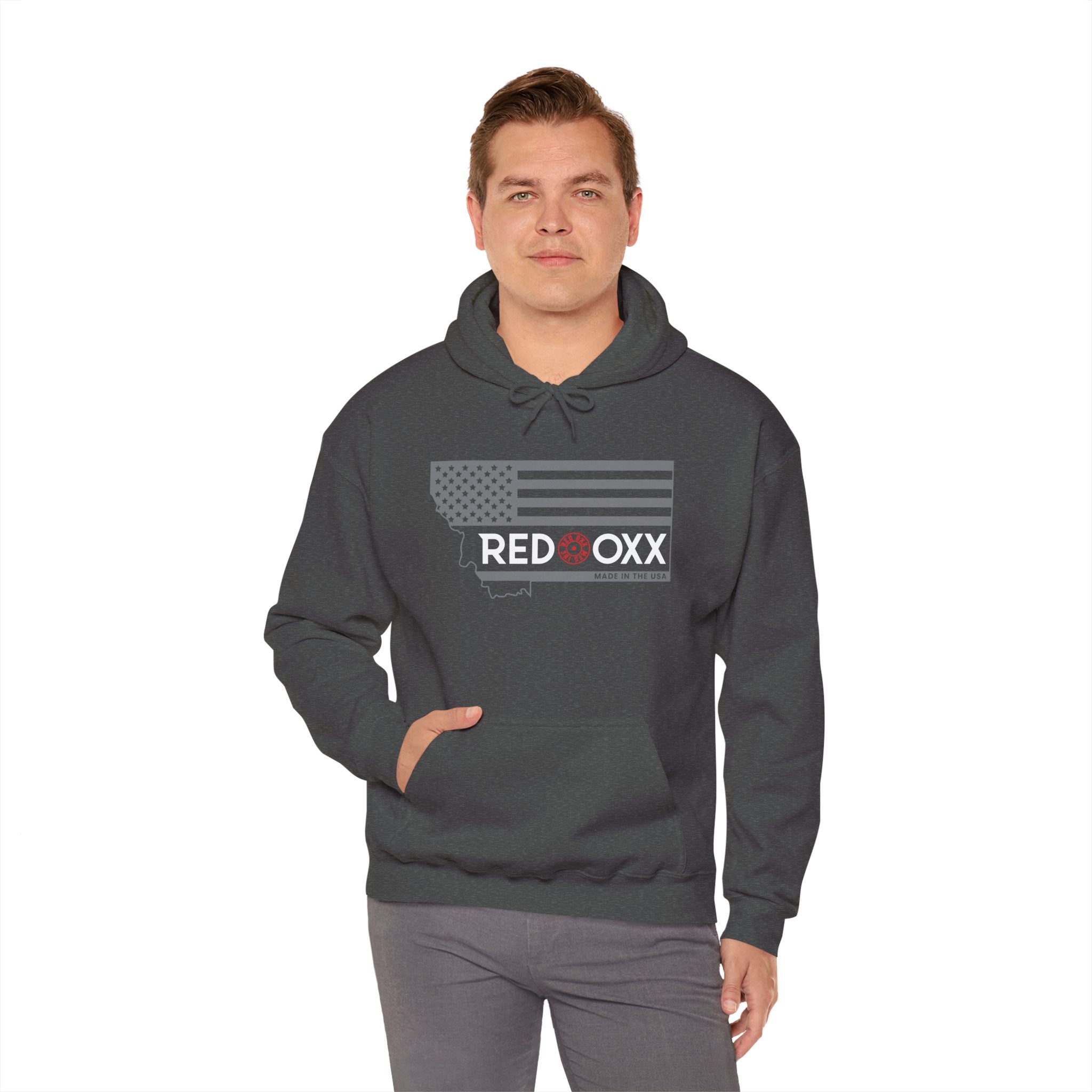 Montana Flag Hoodie "RED OXX" Logo Pullover