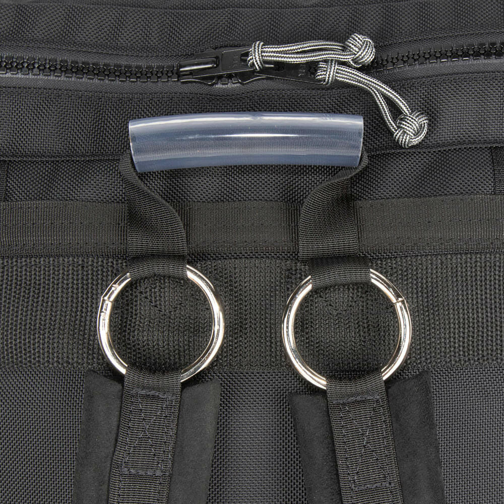 View of top grab handle and shoulder strap connection point