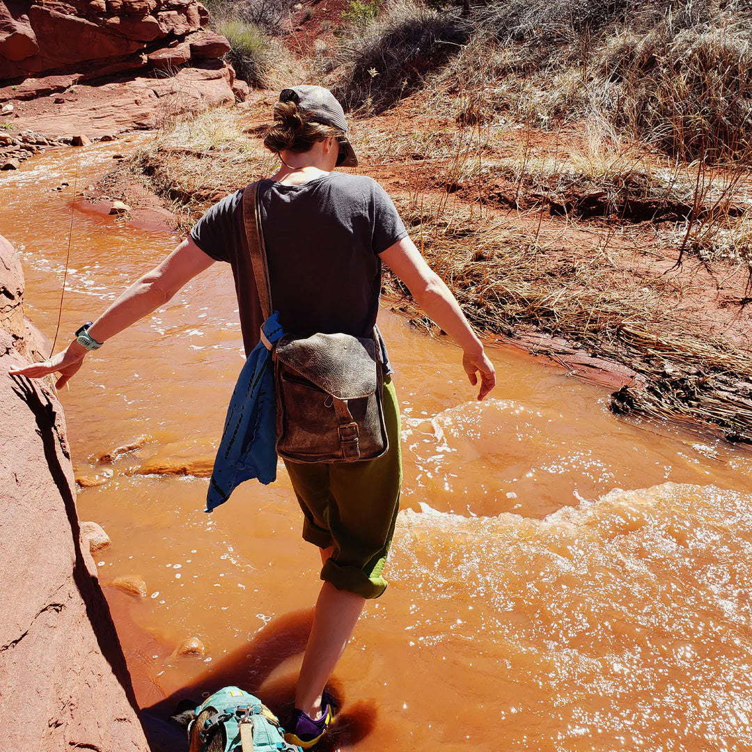 Quick dry travel towel for camping. Keeping your feet dry after a stream crossing is a nice way to prevent blisters.