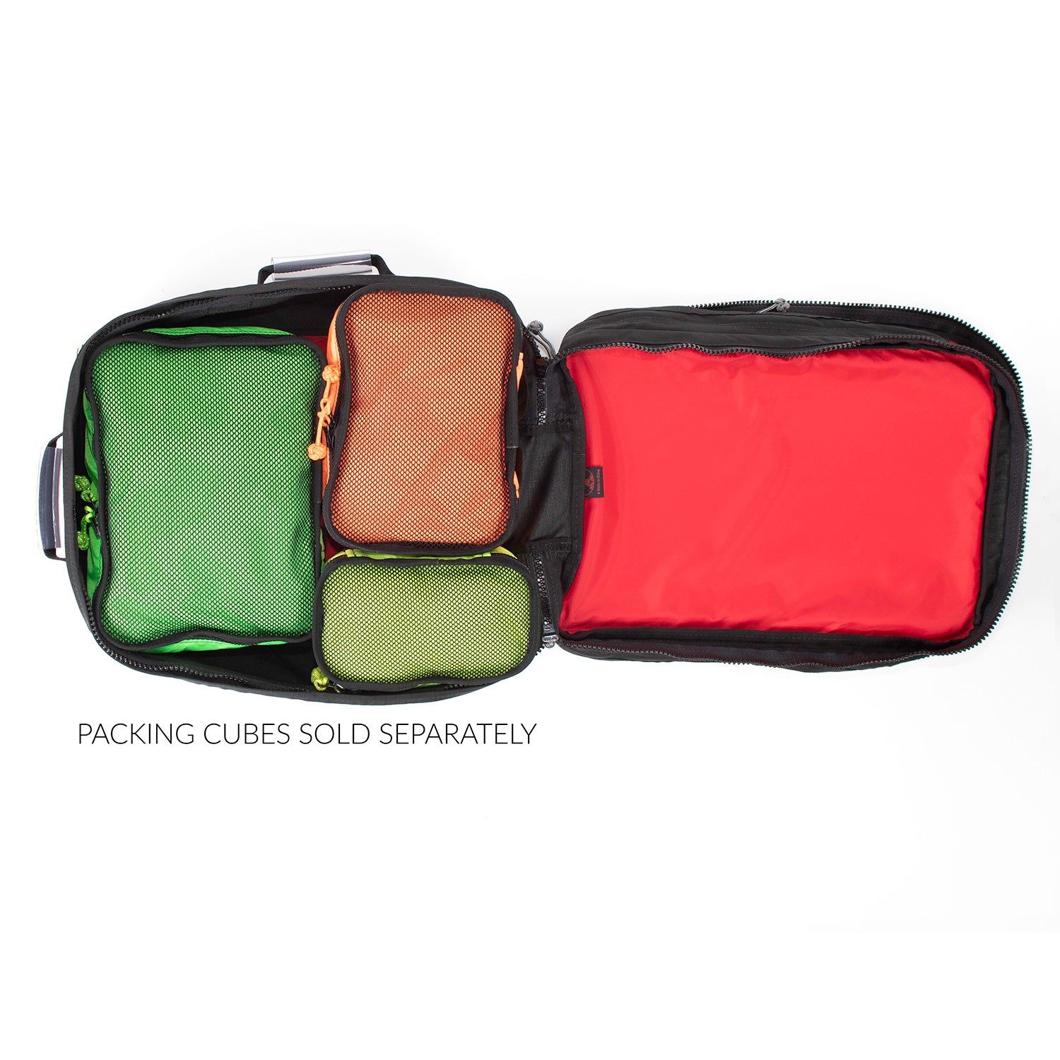 Main compartment with Red Oxx packing cubes sold separately. 