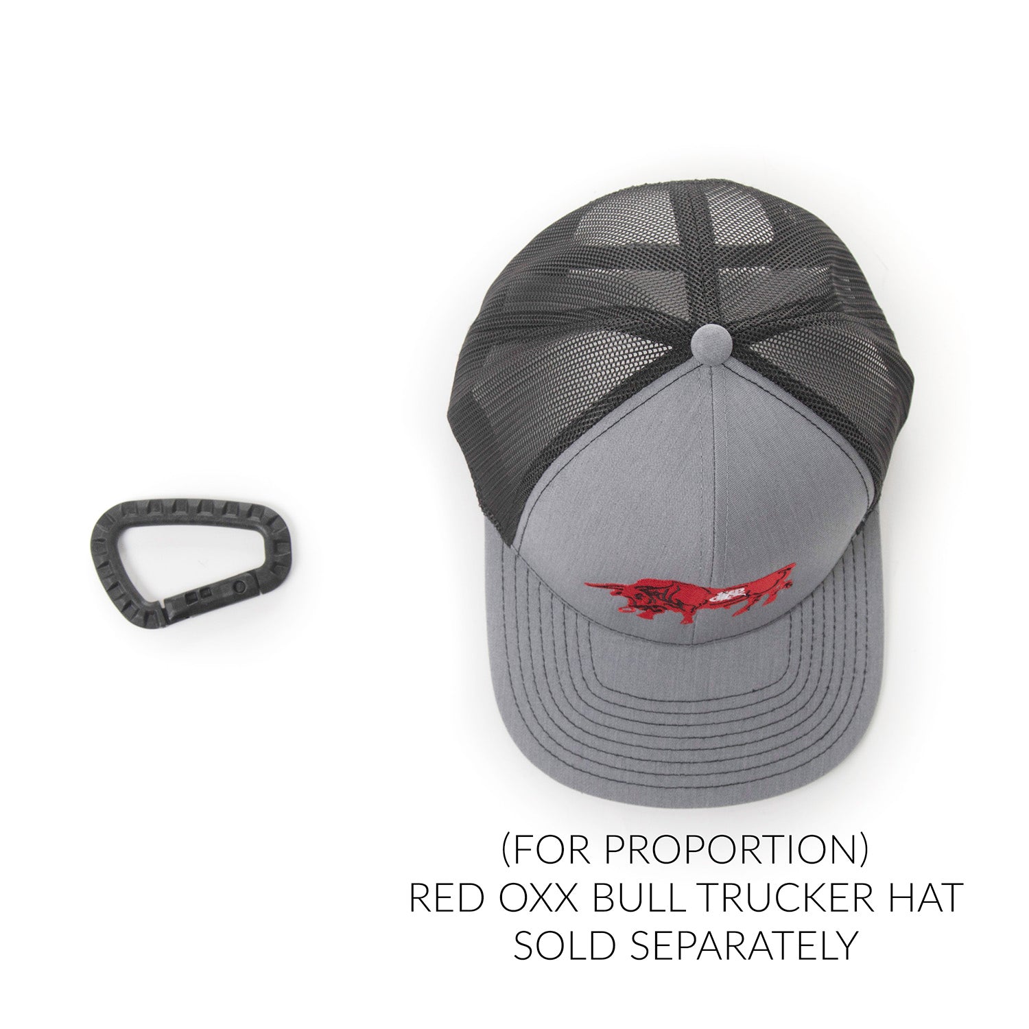 Size comparison to Red Oxx Bull Trucker hat. 
