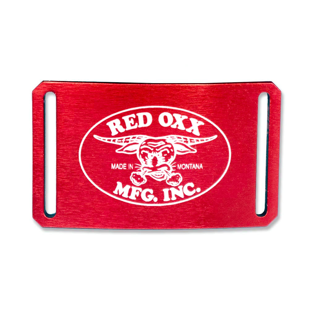 Engraved Red Oxx logo on belt buckle.
