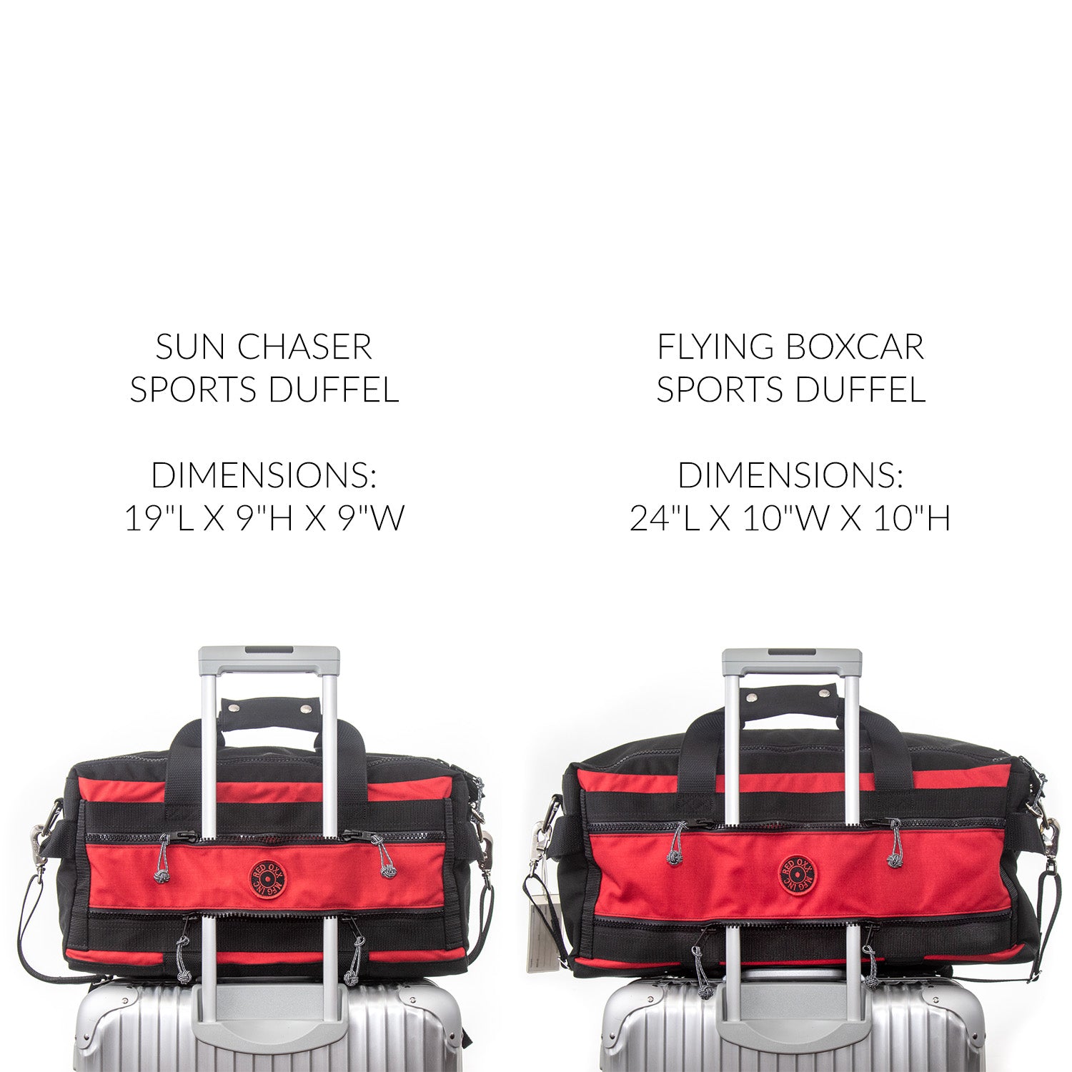 Sun Chaser on Left dimensions 19 inches x 9 inches x 9 inches , Flying Boxcar on right dimensions 24 inches x 10 inches x 10 inches    