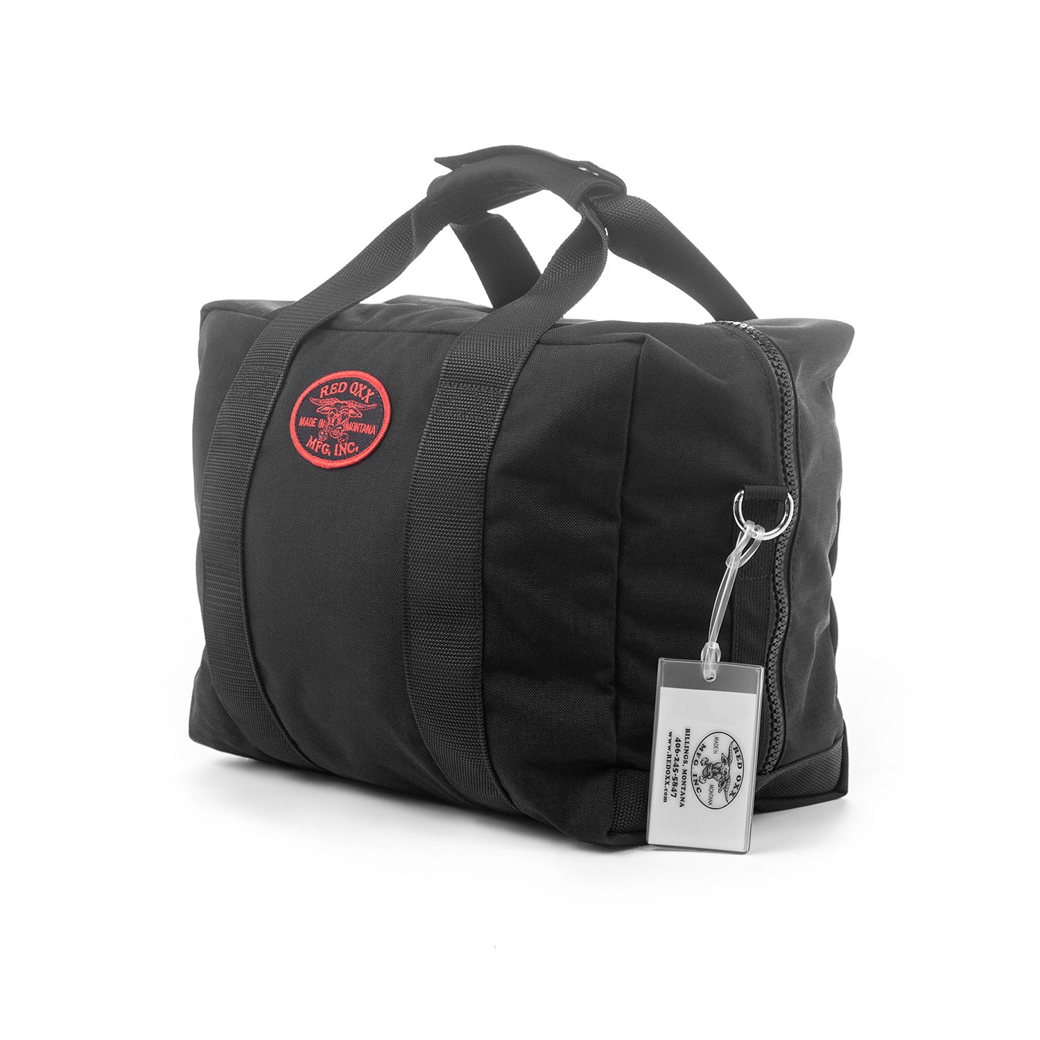 3/4 view with D ring and Luggage tag.
