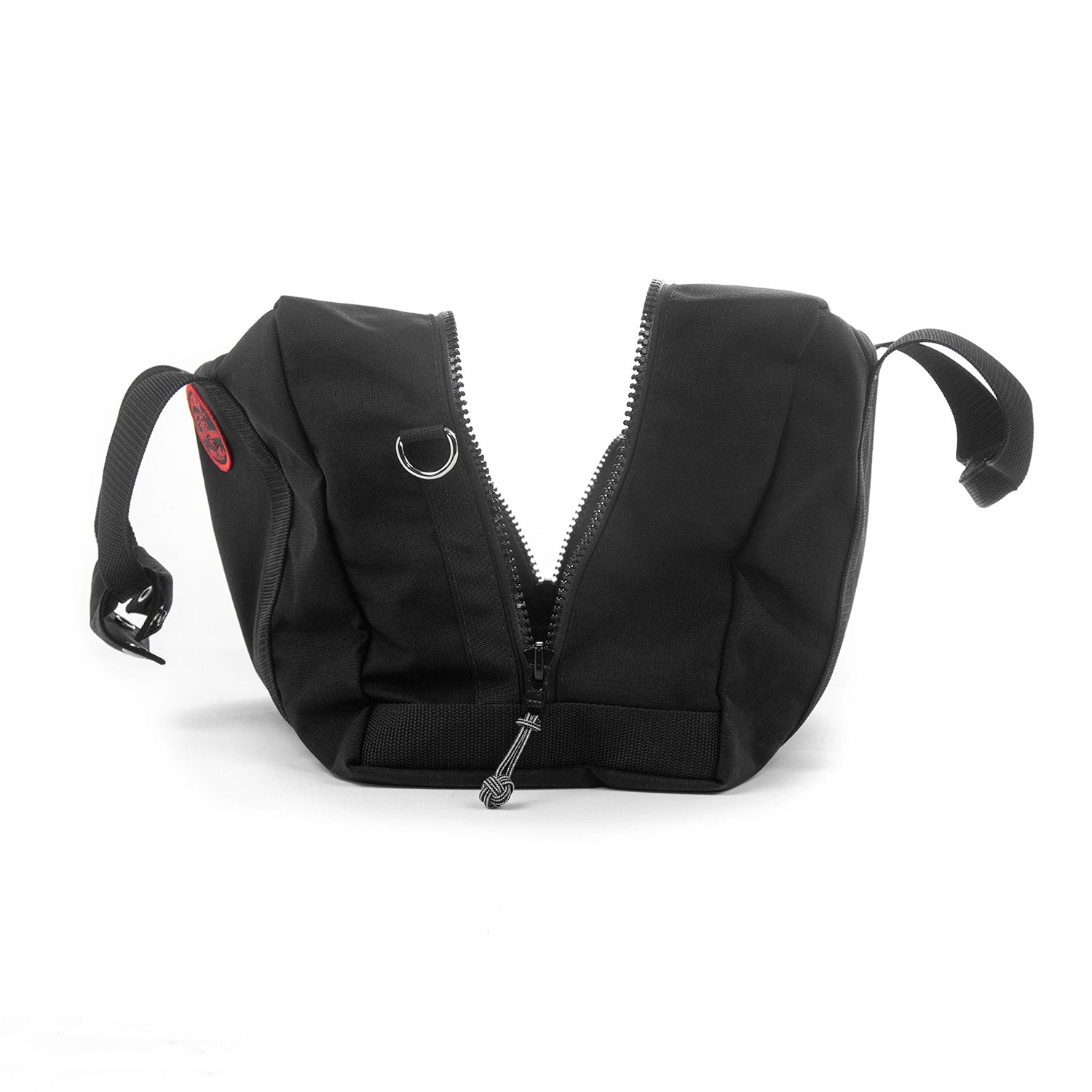 Bag opens like clamshell. 