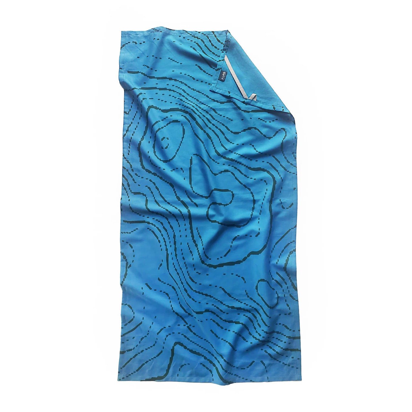 Lava linens bath sheet with topographic print.