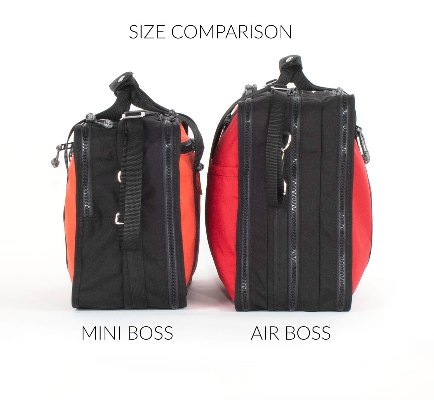 From left to right end view comparison of the Mini Boss to Air Boss.