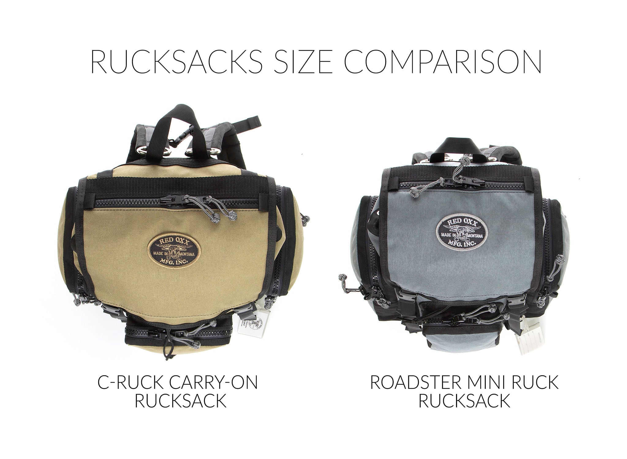 Top view Rucksack comparison C Ruck on the left and Roadster on the right. 