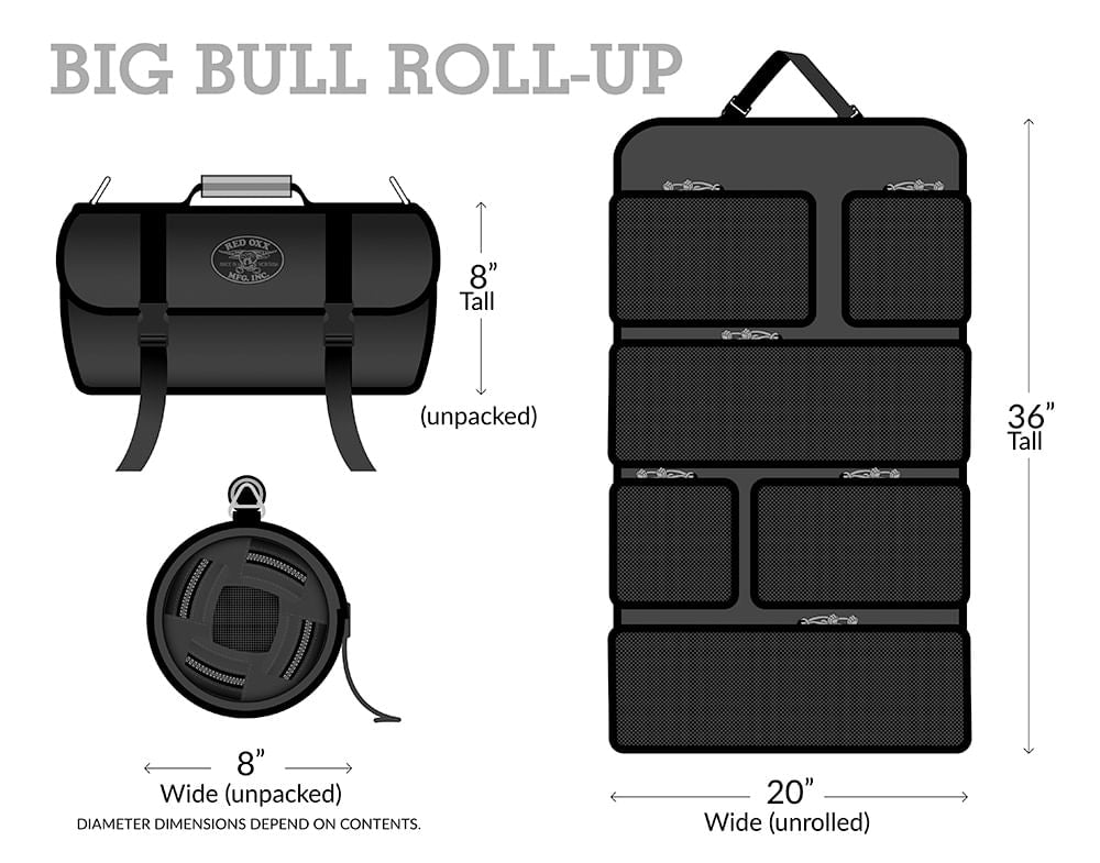 Dimensions Eight inches tall unpacked.  Thirty six inches tall unrolled and twenty inches wide.