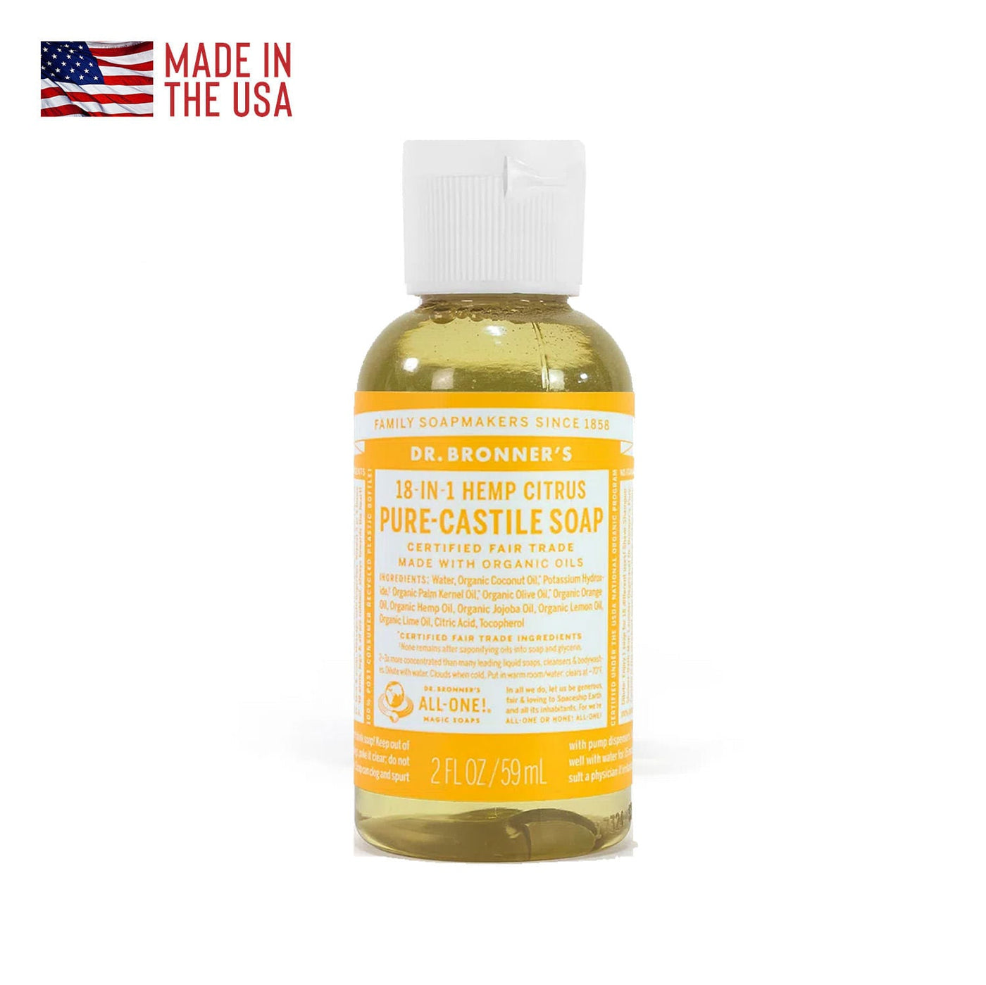 Dr Bronner's Liquid Travel Soaps 2 Ounce Airline Carryon TSA Legal
