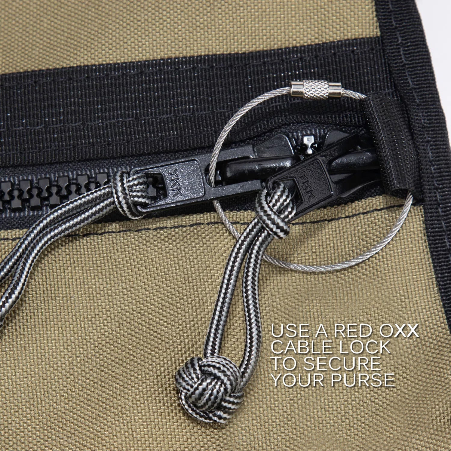 Use a Red Oxx cable lock to secure your purse. 