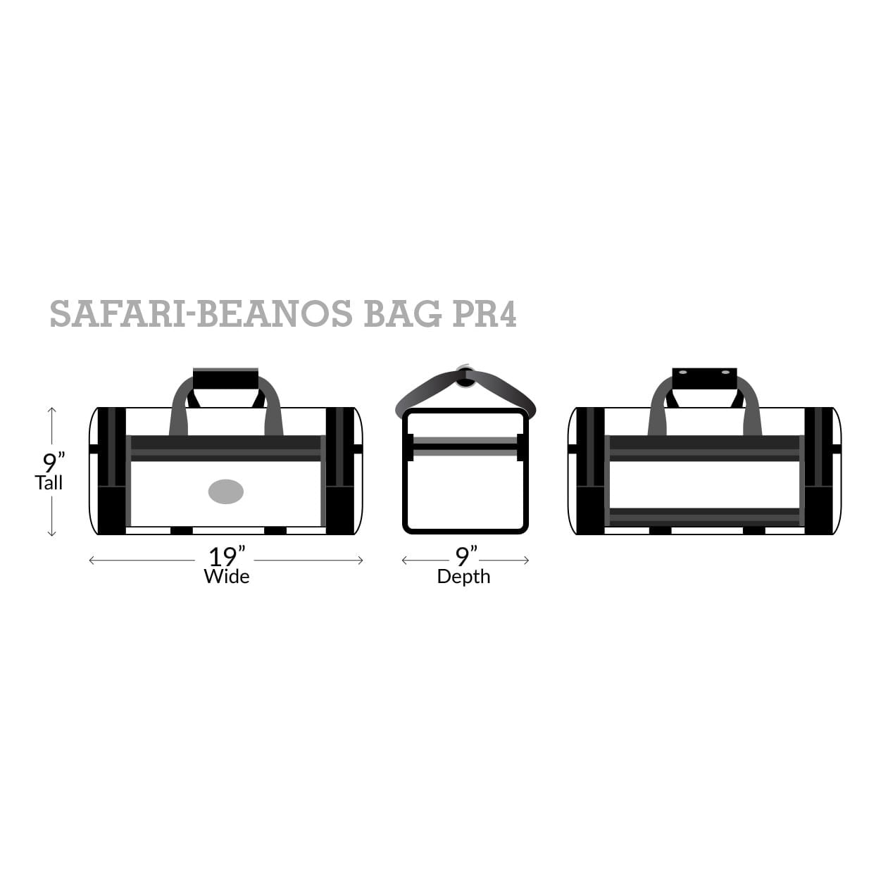 Safari Beano bag carry on dimensions 9 inches tall x 19 inches wide x 9 inches depth. 