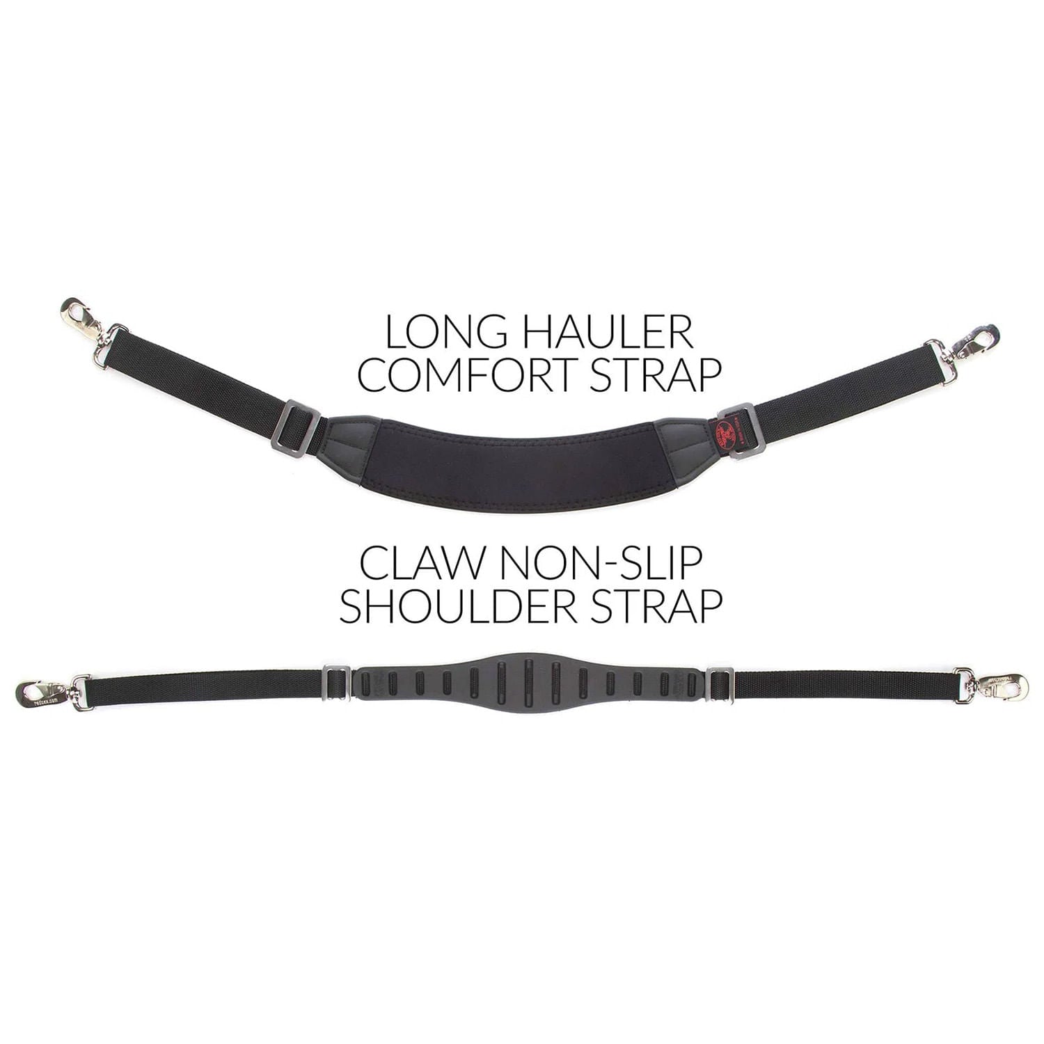 Long Hauler comfort strap compared to the Claw non slip shoulder strap.  