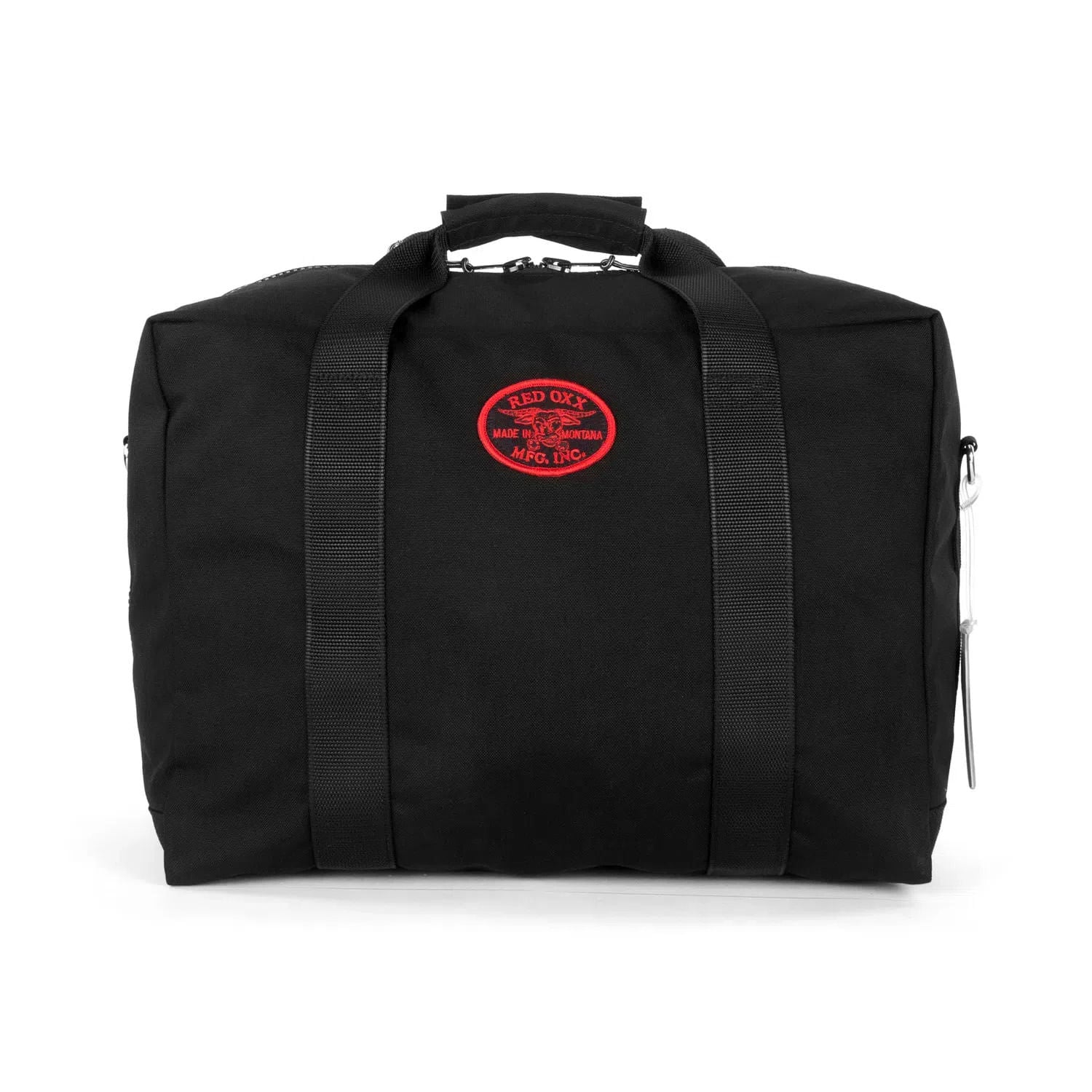 Front view of  small aviator kit bag with logo